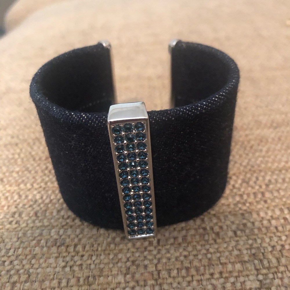 Swarovski denim cuff bracelet